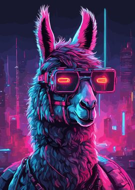 Cool Cyberpunk Llama Neon