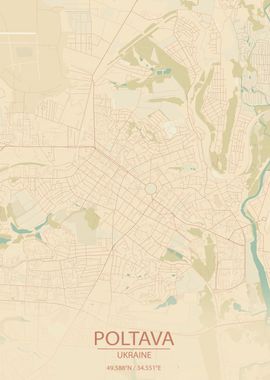 Poltava UA Vintage Map