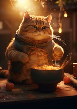 Funny Cat Ramen Bowl Food