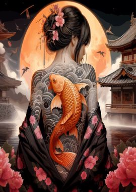 Erotic Koi Fish Lady Tatto