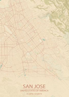 San Jose CA US Vintage Map