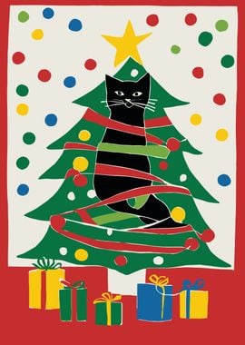 Christmas Tree and Cat