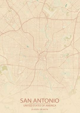 San Antonio US Vintage Map