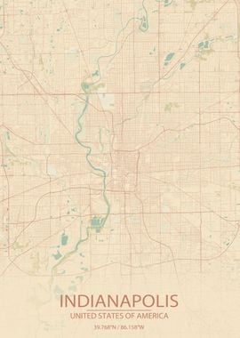 Indianapolis Vintage Map