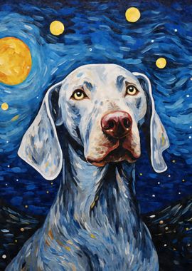 Weimaraner Starry Night