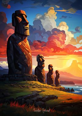 EASTER ISLAND Oil Painting