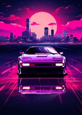 Purple Retro Car Pixel Art