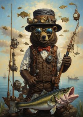 Steampunk Bear Fishing