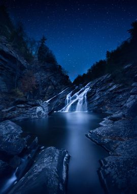 sweet waterfall at night 