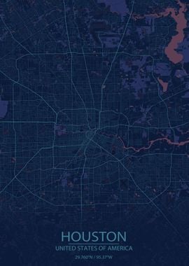 Houston US Blue Purple Map