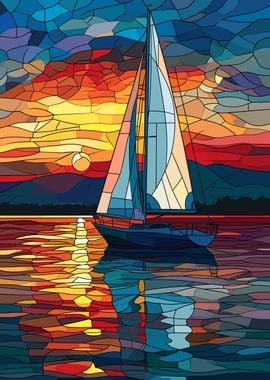 Sailboat Stained Glass