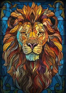 Lion Head Stained Glass