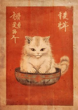 Vintage Japanese Cute Cat