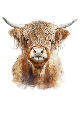 Highland Cow Watercolor