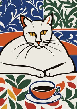 Tea Time Funny Cat Poster