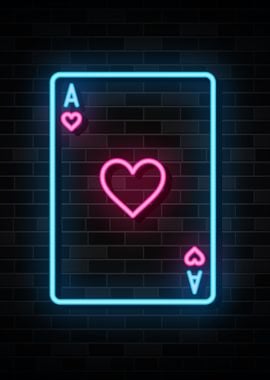 Poker Heart Card Neon