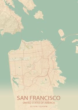 San Francisco Vintage Map