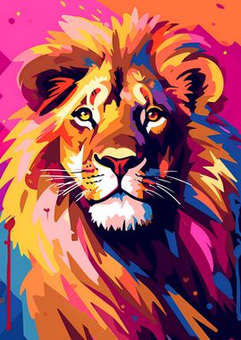 Graceful Lion Pop Art Art