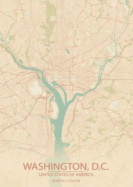 Washington DC Vintage Map