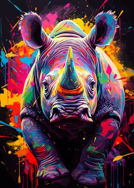 Rhinoceros Painting Poster