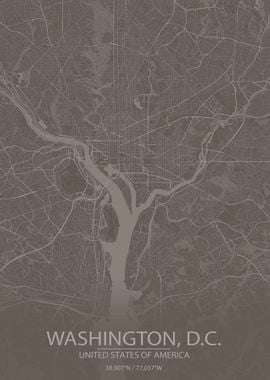 Washington DC GreyBrownMap