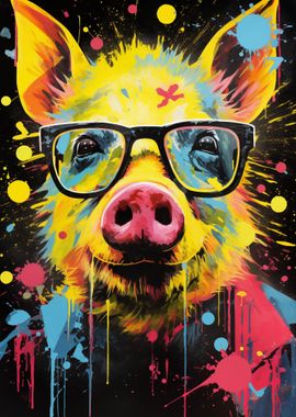 Pop Art Pig Glasses