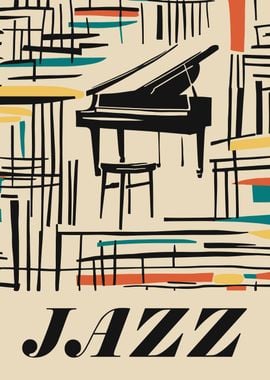 Retro Jazz Piano Poster