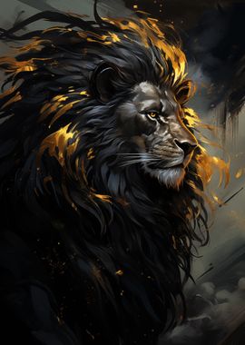 black lion in gold