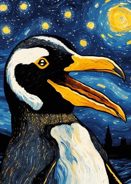 Cute Penguin Starry Night