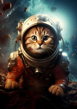 Astronaut Cat Animal Space