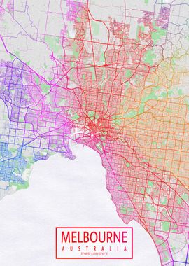 Melbourne Map Colorful