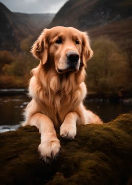 Golden Retriever in river