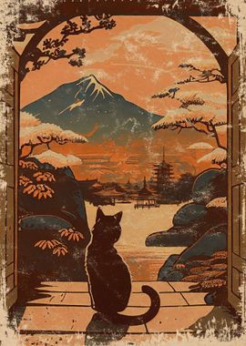 Cute cat landscape