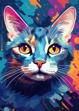 Psychedelic Cat Abstract