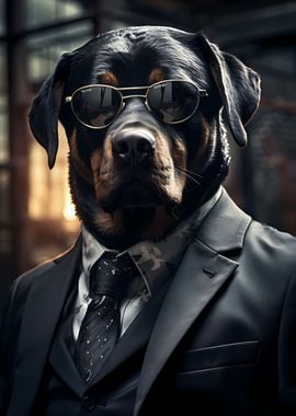 Rottweiler Dog Suit Tie