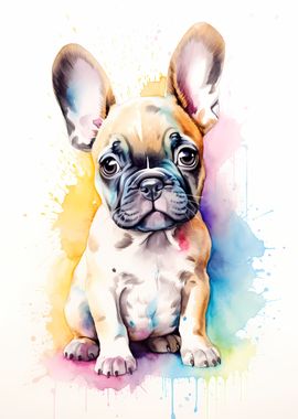 Watercolor French Bulldog