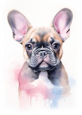 Watercolor french bulldog