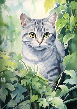 Watercolor Shorthair Cat