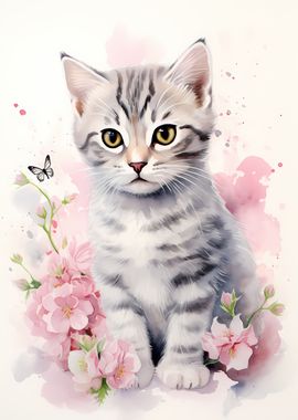 Watercolor Kitten Cat Pet