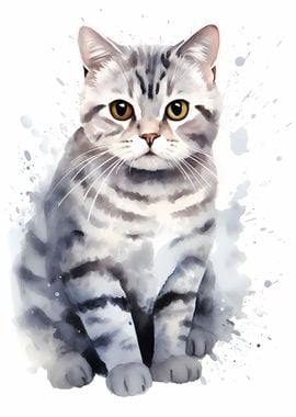 Watercolor Shorthair Cat