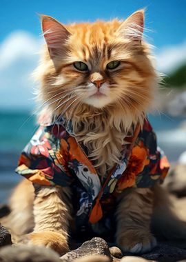 Cat in the beach