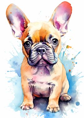 Watercolor French Bulldog