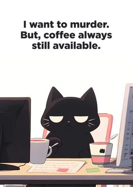 Office Cat and Coffee