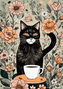 Cat Coffee Flowers 7