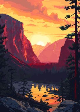 Lake Yosemite Pixel Art