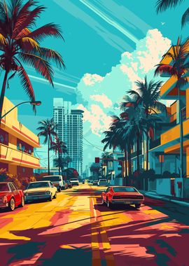 Miami Retro Illustration