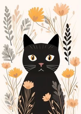 Whimsical Cat Florals