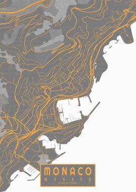 Monaco City Map Bauhaus