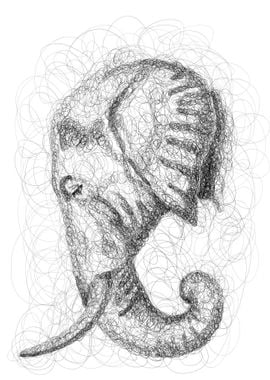 Scribble art Elephant 