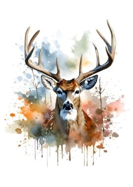 deer watercolor